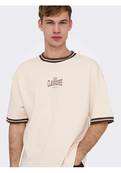 Only & Sons Classiques Caspian Erkek Krem Tişört 22037720-wty