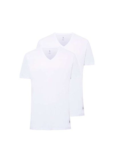 U.S. Polo Assn. U.s Polo Assn. 80199 Erkek 2 Li Kısa Kol V Yaka Atlet -beyaz Beyaz