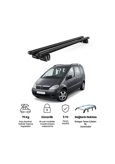 Pençe Mercedes-benz Vaneo Ara Atkı W414 2002-2005 Uyumlu Siyah Ara Atkı Port Bagaj Tavan Barı