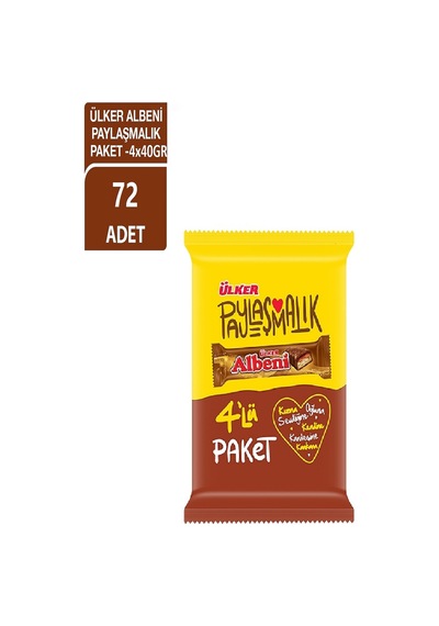 Albeni Sütlü Çikolata Kaplamalı Karamelli Bar - 4'lü Paket - 160 Gram - 72 Adet