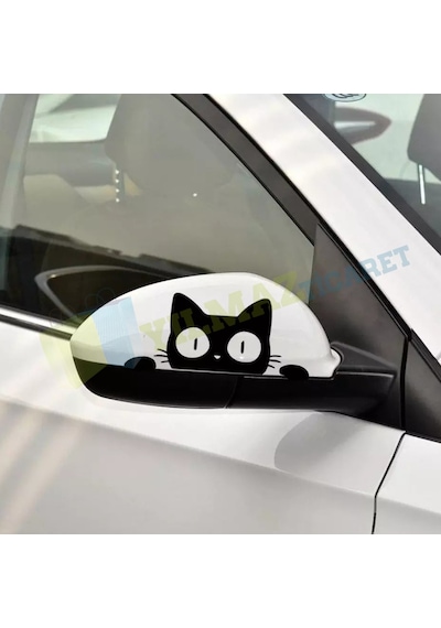 Saklanan Kedi Bagaj Ayna Oto Sticker Arma Etiket Yapıştırma
