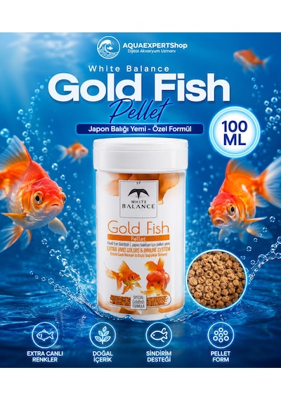 White Balance - Japon Balığı Yemi - Gold Fish Pellets - Özel Formül - Tüm Japon Balığı Türleri İçin Uygundur