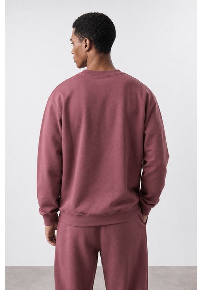 Erkek Respire Basic Oversize Sweatshirt Gül Gülkurusu