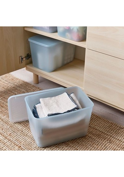 Ikea Rykta Kapaklı Kutu, Şeffaf Gri-mavi, 24x36x23 Cm/14.5 Lt