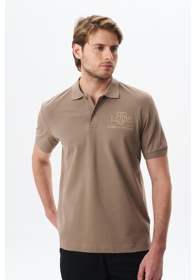 AR-MA Arma Erkek Yazı Baskılı Regular Fit % 100 Pamuk Pike Polo Yaka Tişört Y29374355602 Gri