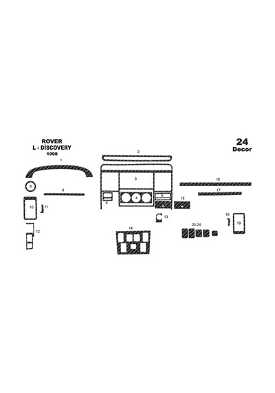 Land Rover Discovery Torpido Kaplama 1998-2004 24 Parça Karbon
