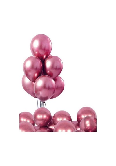 Mucit Home 10 Adet Pembe Krom Balon Seti 12 İnç Parlak Ve Göz Alıcı Parti Balonları