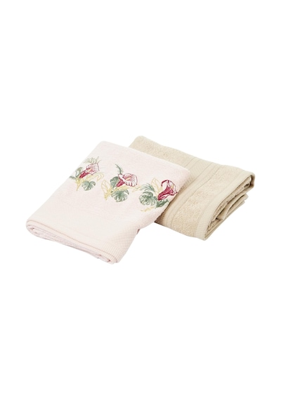 Floret Çiçekli%60 Pamuk%40 Viskoz Hamam Seti, Somon, 2 Adet 70x150 Cm, 2 Adet 50x90 Cm Cok Renkli