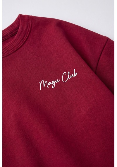 Unisex Çocuk Pamuklu Bordo Magu Club T-shirt Şort Takım