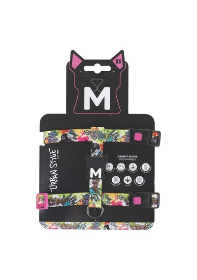 M-pets Urban Style Graffıtı Active Köpek Göğüs Tasması Xs Çok Renkli