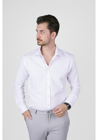 Optik Beyaz Slimfit Erkek Gömlek Beyaz