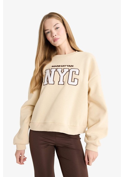 Defacto Regular Fit Bisiklet Yaka Baskılı Sweatshirt G5491ax25cwbg26 Bej-bg26 Defacto Regular Fit Bisiklet Yaka Baskılı Sweatshirt G5491ax25cwbg26 Bej-bg26
