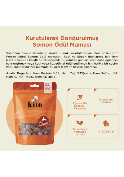 Kito Freeze Dried Somon Ödül Maması Köpekler İçin 30 G