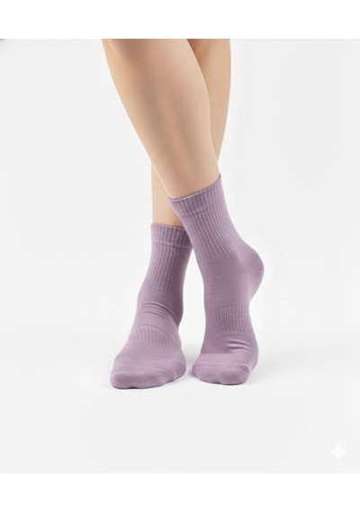 Ozzy Socks Kadın 4 Çift Bambu Lastiksiz Sıkmayan Diabetik Bilek Çorap Lila