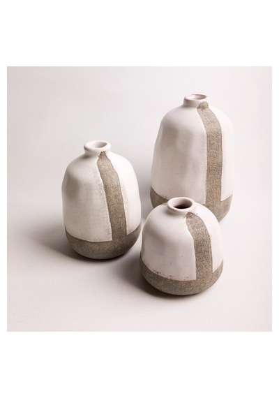 Set Terra Cotta Vazolar Altın - Beyaz
