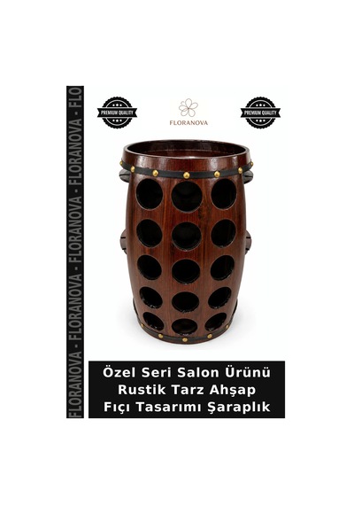 Özel Seri Salon Ürünü Rustik Tarz Ahşap Fıçı Tasarımı Şaraplık