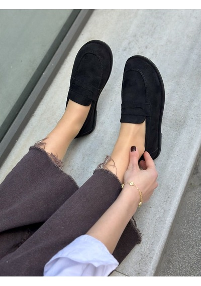 Erva'nın Butiği Siyah Süet Daria Kadın Casual Günlük Ayakkabı-6132