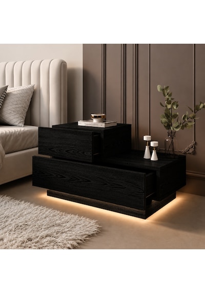 Kayra Kmd002 Led Işıklı Komodin 2 Çekmeceli Modern Tasarım Ahşap Siyah Kayra Kmd002 Led Işıklı Komodin 2 Çekmeceli Modern Tasarım Ahşap Siyah