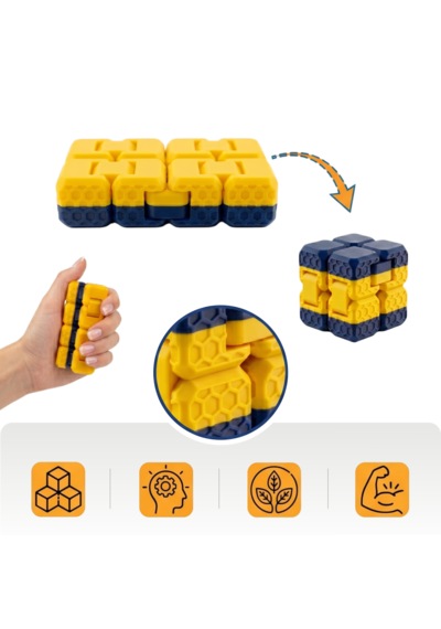 Taraftar Rengini Seç Fidget Cube - Sarı - Lacivert - Dayanıklı Stres Küpü Ve Konsantrasyon Aracı