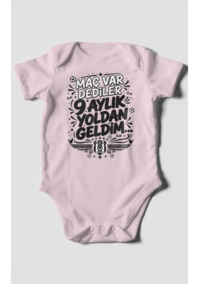 Morivokids Maç Var Dediler Yazılı Kısa Kollu Bebek Body %100 Pamuk Zbn278-kk Bebe Pembe