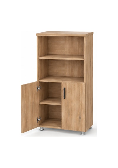 Modern Ahşap Yarım Kapaklı 2 Raflı Dolap - 80x38x155 Cm Kahverengi