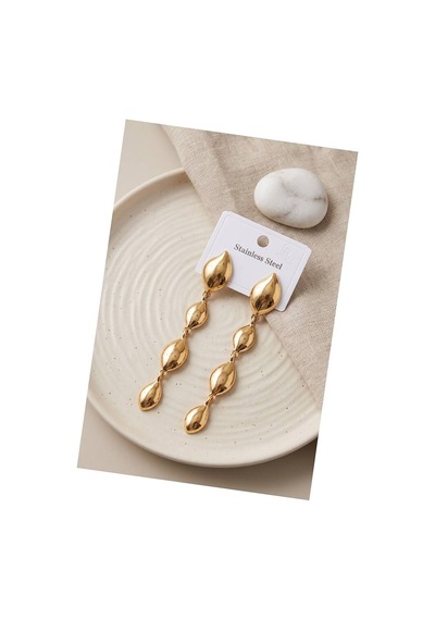316l Çelik Gold Renk Yaprak Motifli Uzun Tasarım Küpe Tj-bkp12050 Evimdeyokyok