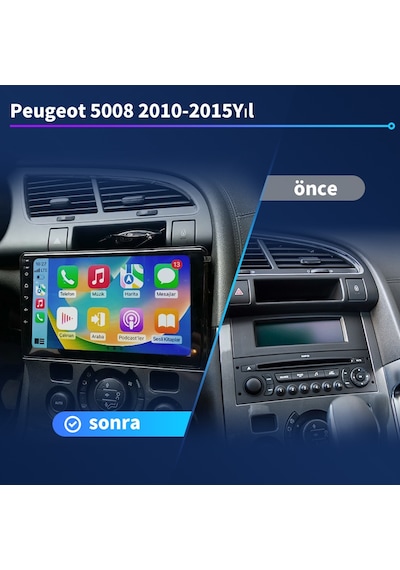 Peugeot 5008 2010-2015yıl Carplay 9inç 4/64gb Multimedya