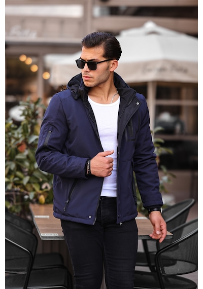 Mero Life Lacivert Su Ve Rüzgar Geçirmez Içi Kürklü Softshell Mont Lacivert