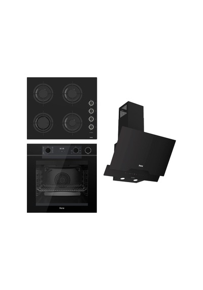 Ferre Steamart Fryart Silentart Flameart Serisi CS205-FA + QEP64CS + D063-SA Siyah Ankastre Set