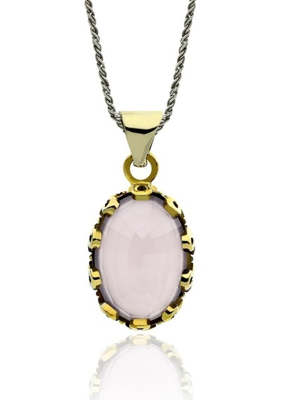 Pembe Kuvars Taşlı Otantik Gümüş Kadın Set