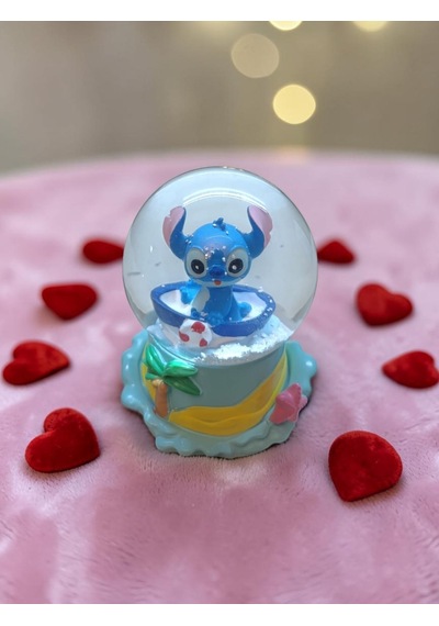 Işıklı Püskürtmeli 10cm-8cm -mavi Renk Sarı Altlık Stitch K...