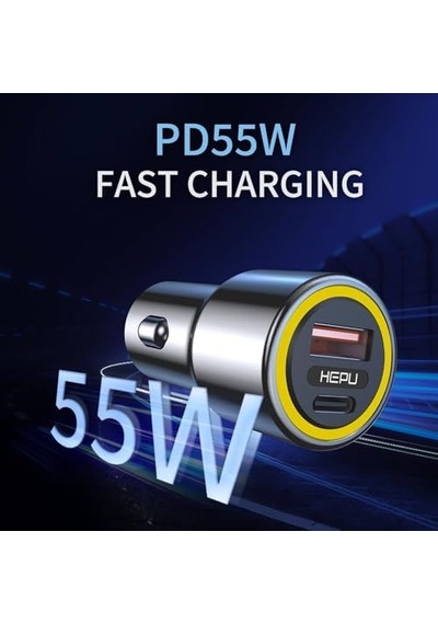 Hp-782 Araç Içi Şarj Cihazı 3.1a Pd 48 Watt Fast Hızlı Şarj Aleti Metal Çakmaklık Şarj Type C 2-port Işıklı