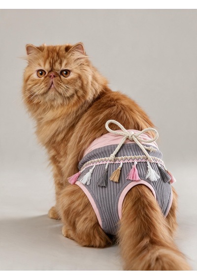 Mini Tassel Lilly Dişi Kedi Regl Külotu Don Kedi İç Çamaşırı Ayarlanabilir Bağcıklı Küçük Irklar İçin