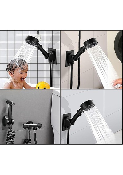 Duş Başlığı Tutucu Yapışkanlı Duvar Sabitleme Klipsi Banyo El Duş Aparatı Başlık Batarya Aparatı Siy Diğer