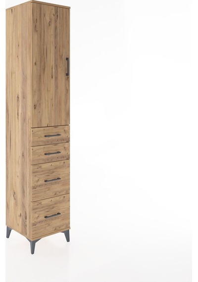 Hyperion Dolap 2 Raflı 4 Çekmeceli Tek Askılı 44x44x221 Çam-çam Çam