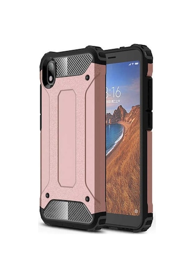 Kilifone - Xiaomi Uyumlu Redmi 7a - Kılıf Çift Katman Zırh Tank Crash Military Kapak - Rose Gold