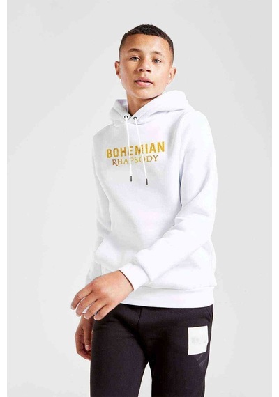Tshirthane Bohemian Rhapsody Yazı Logo Baskılı Unisex Çocuk Kapüşonlu Sweat Beyaz