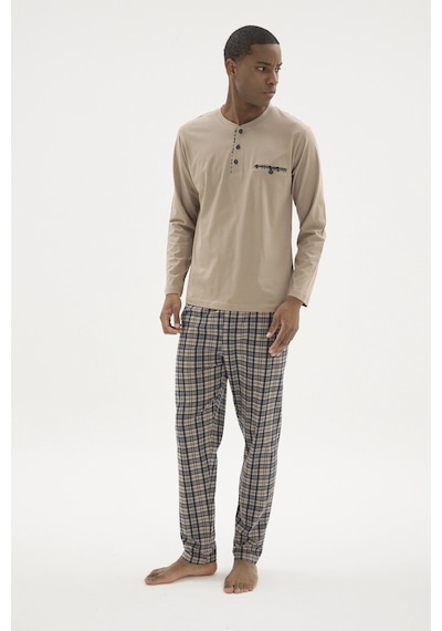 Angbutik Kocabey 9223 Erkek Midi Yaka Pijama Takım Bisküvi