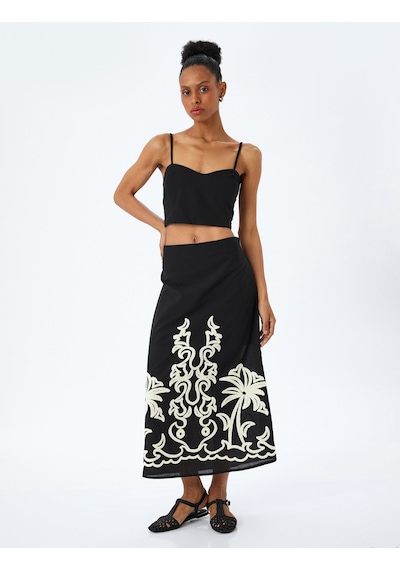 Koton Pamuklu Slim Fit Gipeli İnce Askılı Crop Büstiyer Siyah 5sak30004ew Siyah