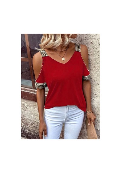 Butik İstanbul Kadın Omuzlardan Açık V Yakalı Askılı Viskon Bluz Kırmızı