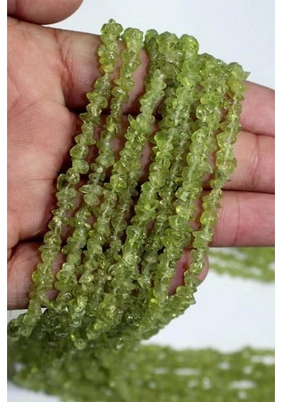 Doğal Peridot Zebercet Kırıktaş Dizi-80 Cm Gümüş