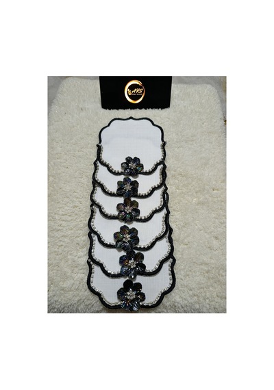 Tasarım Siyah Çiçek Taşlı 6'lı Kokteyl Peçetesi, Black Kahve Yanı Sunum Peçetesi, Gardenya Kumaş Renkli-beyaz-gold-gümüş Tasarım Siyah Çiçek Taşlı 6'lı Kokteyl Peçetesi, Black Kahve Yanı Sunum Peçetesi, Gardenya Kumaş Renkli-beyaz-gold-gümüş
