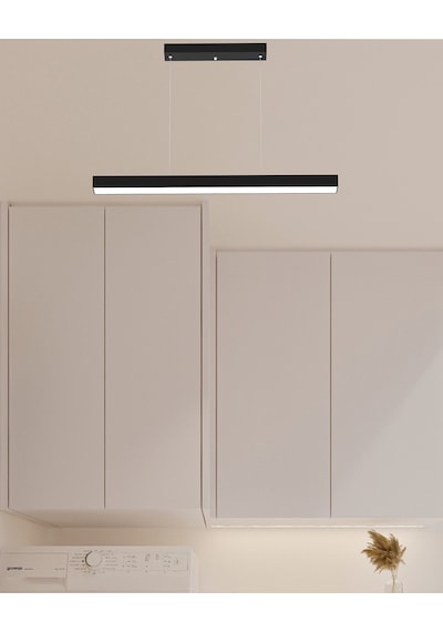 Lineer 80cm Siyah Kasa, Beyaz Işık Modern Sarkıt Led Avize Siyah