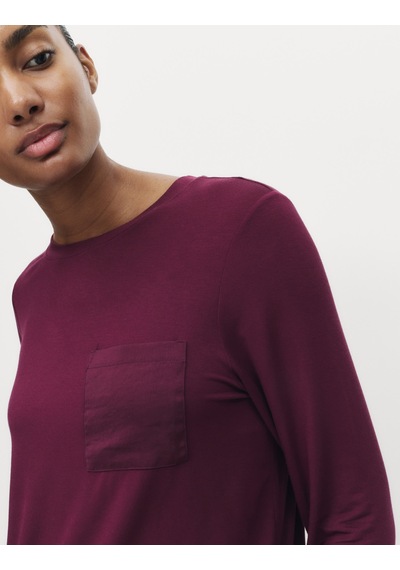 Marks & Spencer Uzun Kollu Pijama Üstü T37003697T Bordo