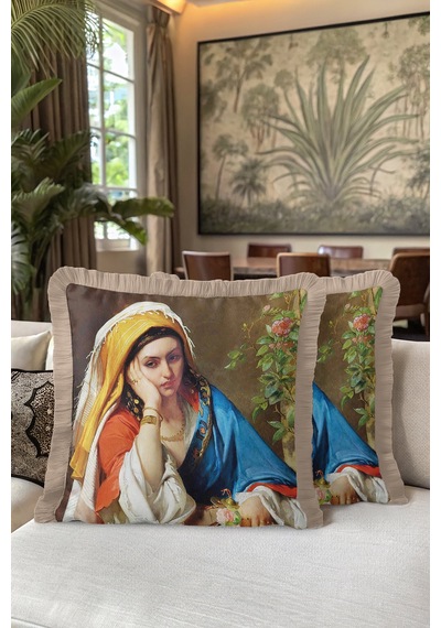Saray Esintili Klasik Sanat Saçaklı Yastık Kılıfı - Vintage Bohem Mavi Krem Püsküllü Kırlent Kılıfı Orman Mint Yeşili Saray Esintili Klasik Sanat Saçaklı Yastık Kılıfı - Vintage Bohem Mavi Krem Püsküllü Kırlent Kılıfı Orman Mint Yeşili