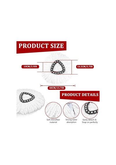 O-ceda Easywring Spin Mop İçin 5'li Paket Döner Paspas Değiştirme, Derin Temizlik İçin Mikrofiber Paspas Yedekleri
