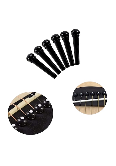 Midex Sn-10bk Akustik Gitar Köprü Pimi 6 Adet Siyah