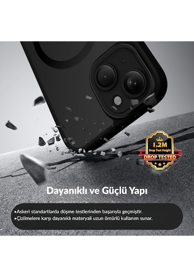 Bix İphone 13 / 14 Magsafe Uyumlu Kılıf Tam Koruma Manyetik Darbe Emici Siyah