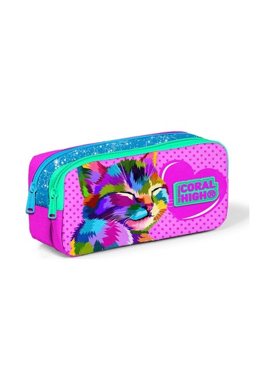 Coral High Kids Pembe Mavi Simli İki Bölmeli Kalem Çantası 22185