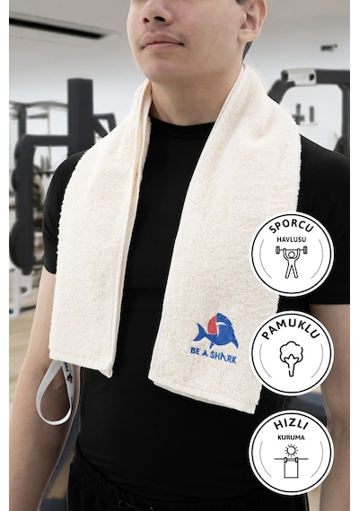 Sporcu Antrenman Havlusu Gym Fitness Plates Boks Tenis Spor Havlu Krem